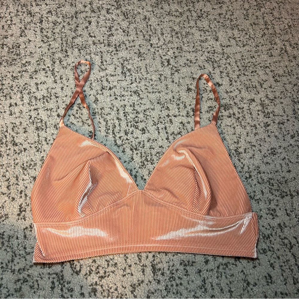 Victoria’s Secret Burnt Orange Corduroy Velvet Seamless Bralette Size Medium